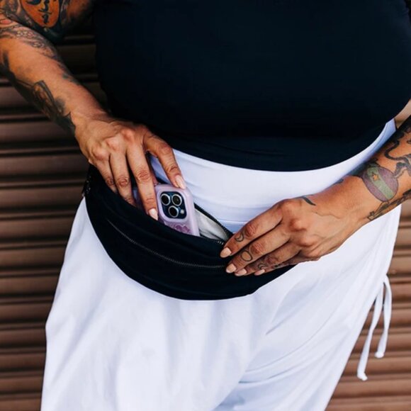 Buddha Pants Unisex Zipper Travel Bamboo Cotton Belt Bag Fanny Pack Black - Picture 3 of 4